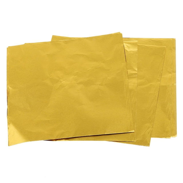 veasfak 100 Packs Cute Aluminum Foils Candy Chocolate Wrappers Package Wedding Decor Golden