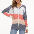 thumbnail image 2 of Cardigans d'Automne pour Femmes 2022 Mode à Rayures à Blocs de Couleur Cardigan Tricoté à Manches Longues Manteau Chandail à Capuche Orange P, 2 of 7