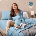 thumbnail image 3 of Bare Home Cozy Fleece Sheet Set - Extra Plush Polar Fleece - Deep Pocket - Queen, Light Blue, 3 of 8