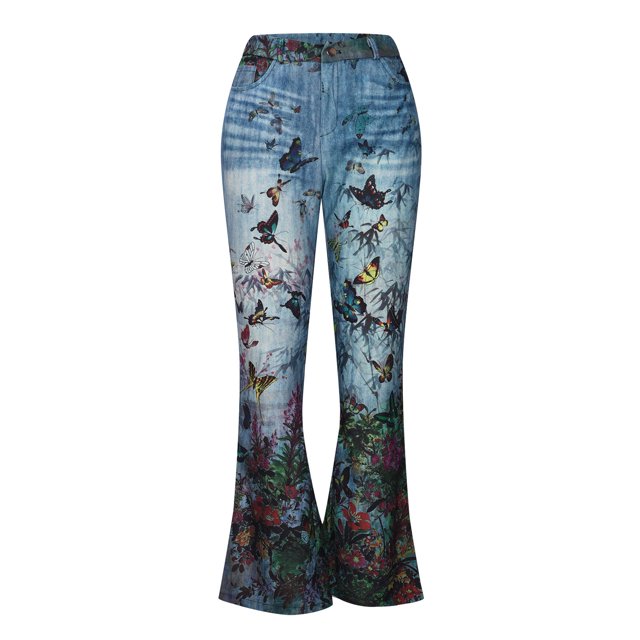ZKCCNUK Pantalons pour Femmes Mode Décontractée Imprimé Pantalons Longs Droits Capris Longueur Complète en Solde
