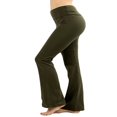 thumbnail image 1 of CHUANK Womens & Plus Stretch Cotton Fold-Over High Waist Bootcut Workout Flared Yoga Pants, 1 of 4