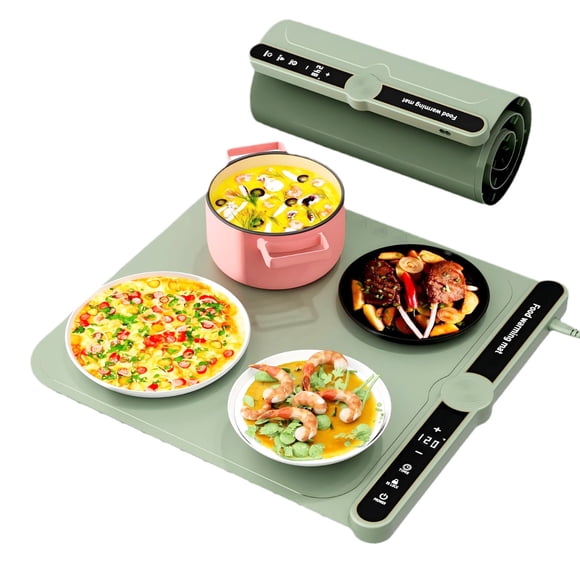 Tapis Chauffant pour Aliments, Tapis Chauffant Rapide en 8 s pour Aliments, Tapis Réchauffeur avec 9 Réglages de Température et 6 Heures de Temps, Plateaux Chauffants Électriques pour Buffets, Fêtes, Famille