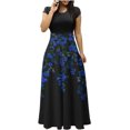 thumbnail image 2 of SMihono Robe Maxi Bohème d'Été pour Femmes Grande Taille Robe d'Été Colorée à Imprimé Floral pour Femmes Robes à Manches Courtes Robe Maxi Décontractée de Plage Robe Évasée de Plage, 2 of 6