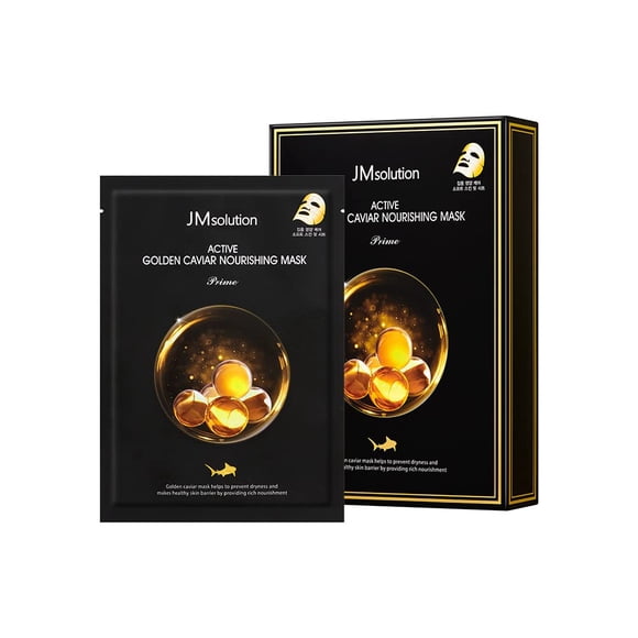 JMsolution Masque Nourrissant au Caviar Doré Actif - Masque Facial Coréen - Extrait de Caviar - Essence de Collagène - 10 Feuilles pour Tous types de Peau