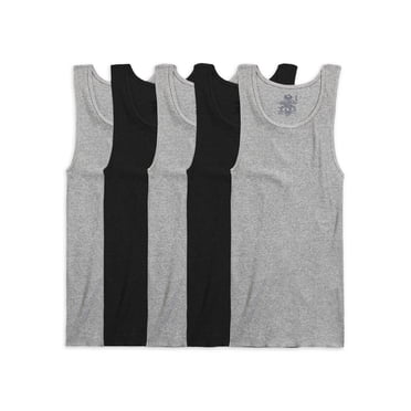 MENS 5 PACK A-SHIRTS - BLACK AND GRAY, Lare, ASSORTED