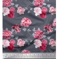 thumbnail image 1 of Soimoi Tissu Poly Georgette Roses et Feuilles Imprimé Floral Tissu au Mètre 42 Pouces de Large, 1 of 3