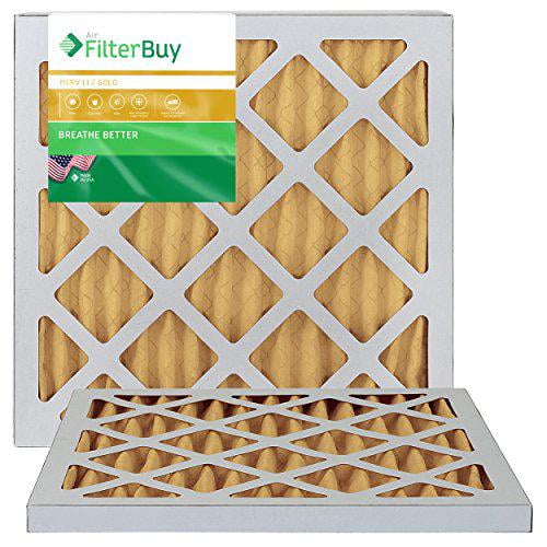 FilterBuy 14x18x1 Air Filter MERV 11, Pleated HVAC AC Furnace Filters (2-Pack, Gold)
