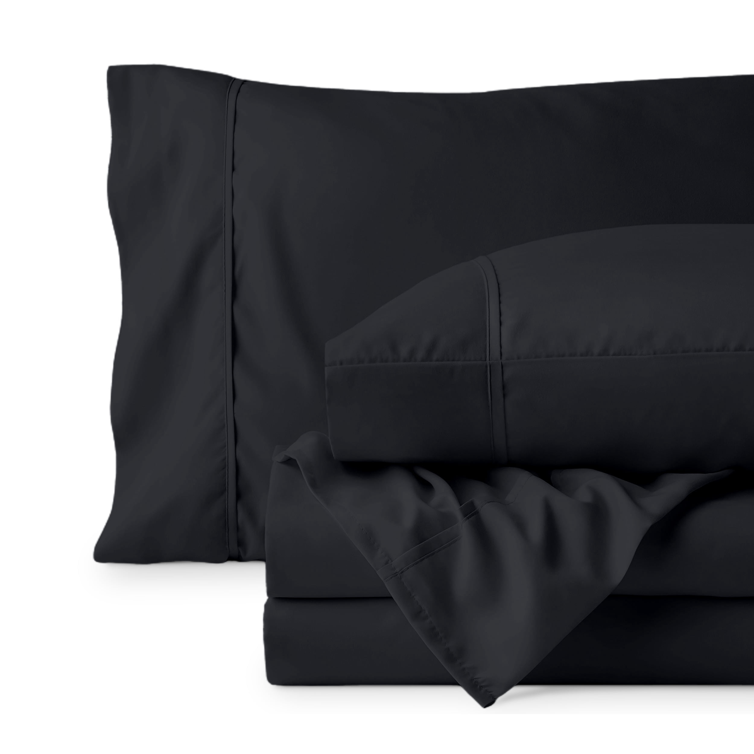 Bare Home Premium 1800 Collection 3-Piece Bed Sheet Set, Twin, Black