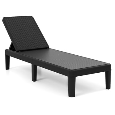 Costway 1 PCS Outdoor Chaise Lounger Chair 4-Position Reclining Chair with Waterproof Rattan Black