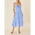 thumbnail image 4 of Kmbangi Robe Midi Cami d'Été pour Femmes Couleur Unie Bretelles Spaghetti Dos Nu Tie-Up Partie Plage Robe de Ligne, 4 of 9