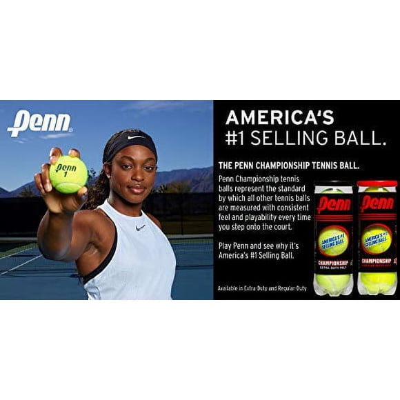 Penn Championship Tennis Balls - Extra Duty Felt Pressurized Tennis Balls - 6 Cans, 18 Balls