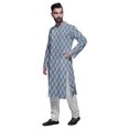 thumbnail image 2 of Atasi Kurta Pyjama de Designer pour Hommes Imprimé Style Angrakha Vêtements d'Été Décontractés, 2 of 5