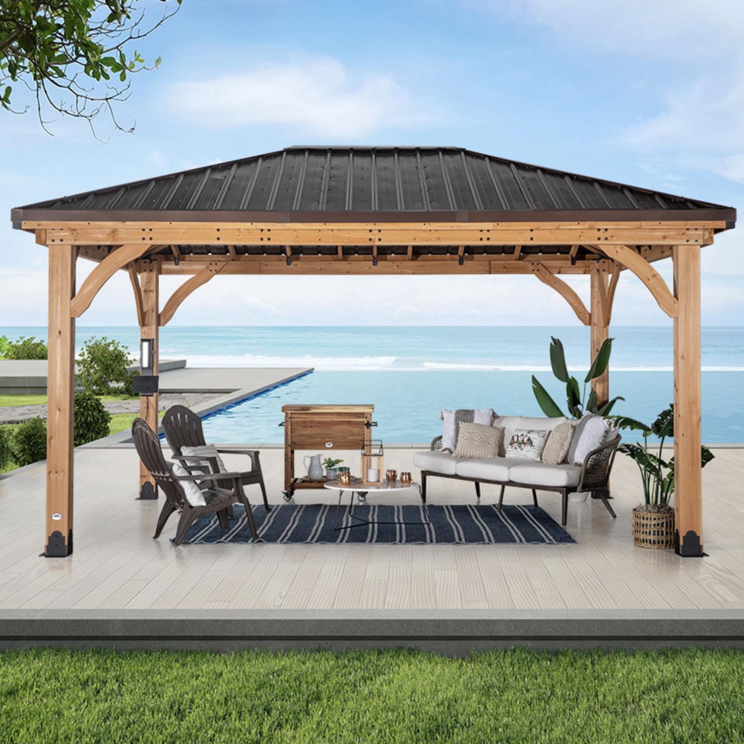 コパ20＋ Backyard Discovery 16' x 12' Barrington Cedar Gazebo - Walmart.ca