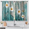 thumbnail image 1 of Flower Daisy Wood Kitchen Curtains - Wooden Rustic Retro Floral Farmhouse Spring Butterfly Plant Farm Short Cafe Tier Curtains Decor Rod Pocket Window Drapes 24 Inch Length 2 Panels 28"x24", 1 of 5