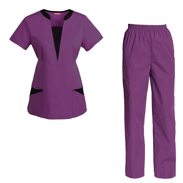 Women's Scrubs Set Scrub Top and Pants Scrubs Set