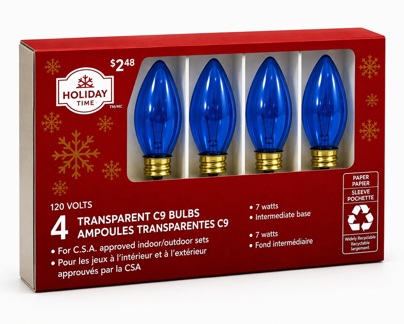 Holiday Time Pl 4Pk C9 BLU Ampoule de Remplacement