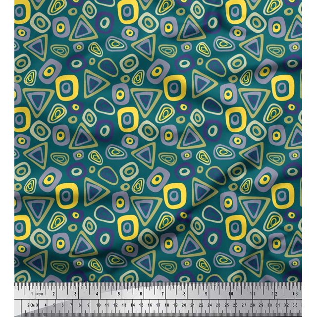 Soimoi Cotton Duck Fabric Geometric Small Print Sewing Fabric Yard 42 Inch Wide