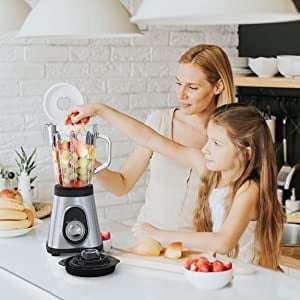 homgeek Smoothie Blender, 750W Countertop Blender with 2 Adjustable Speeds and Pulse Function, Kitchen Blender with 48 oz Tritan Glass Jug for Shakes, Smoothies, Crushed Ice, and Frozen Fruit