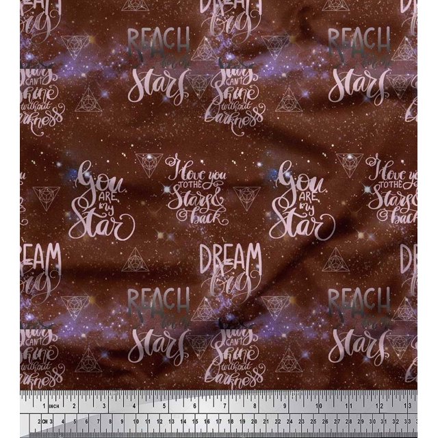 Soimoi Rayon Crepe Fabric Text & Sacred Geometry Galaxy Print Fabric by Yard 46 Inch Wide