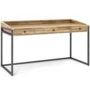 Pemberly Row 60" Solid Wood Computer Desk in Distressed Wheat Finish