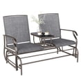 thumbnail image 1 of Outsunny Banc à Bascule d'Extérieur avec Table Chaise à Glissière pour 2 Gris, 1 of 10