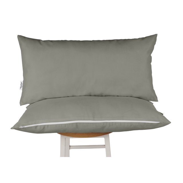 Vargottam Indoor/Outdoor Polyester Fabric Lumbar Pillow With Insert, All-Weather Waterproof Decorative Throw Pillow for Patio Furniture-Set of 2 - Gray