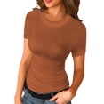 thumbnail image 1 of Haut à Manches Courtes Col Rond Côtelé Ajusté pour Femmes - une Pièce Élégante, Polyvalent avec Jeans/jupes - S-TTG, 1 of 4