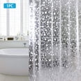 thumbnail image 1 of Mistaha 1PC Shower Curtain with Hooks PVC Waterproof Mildew Resistant Antibacterial 3D White Semi Transparent Pebble Shower Curtain, 1 of 7