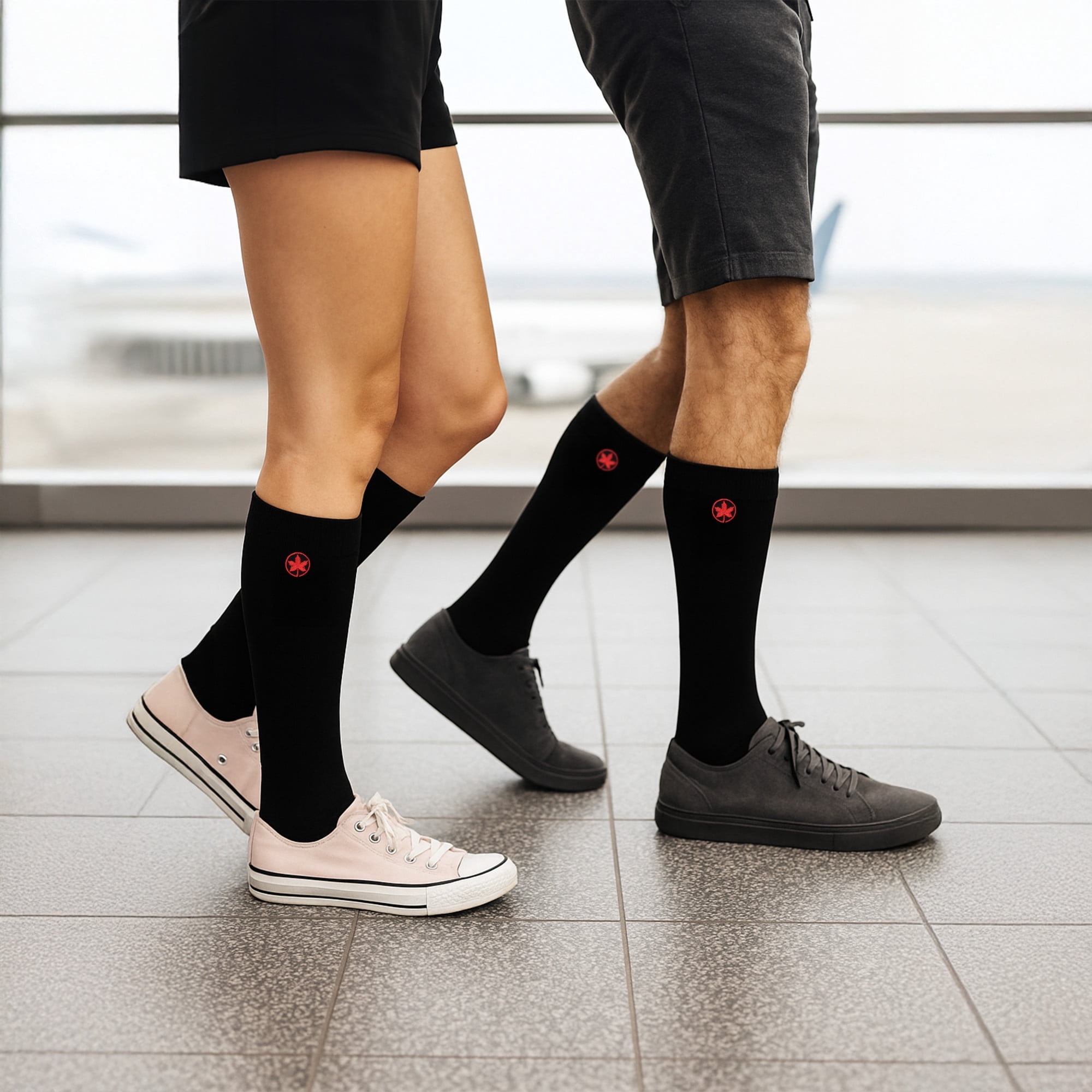 Chaussettes de compression de voyage unisexes Air Canada M/L Taille de chaussure USA 7–12