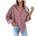 thumbnail image 2 of PVCS Women's Pockets Buttons Long Sleeve Tops Outwear Solid Color Turn-down Collar Jacket Coat, 2 of 5