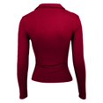 thumbnail image 4 of Hiiyo Polo à Manches Longues à Col en V pour Femme, Coupe Ajustée, T-Shirt Basique Décontracté, Rouge TG, 4 of 5