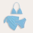 thumbnail image 4 of Zpanxa Girls Bathing Suits 2 Piece Nylon Spandex Solid Color Blocked Split Bikini with Mesh Skirt Blue 8 Years, 4 of 5