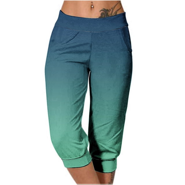 Yuyuzo Womens Capri Pants High Waisted Drawstring Sweatpants Running Gym Cropped Trousers with Pockets