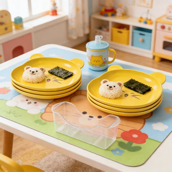 JZCHUNTOY Household Bone Dishes Set, 9 Pieces Include 8 Food Grade Plates 1 Storage Base, Stackable Smooth Edge Food Residue Tray, Reusable Snack Serving Dish for Dining Table, Party, Picnic