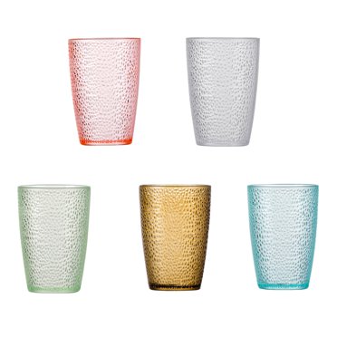 SHISUYAN Gobelet à Bière en Acrylique pour Boire avec Surface Givrée et Conception Empilable 5 Pcs Couleurs Assorties