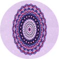 thumbnail image 1 of Ahgly Company Tapis d'Intérieur Ronds Lavables à la Machine, Style Transitionnel, Fleur Violette Violette, Tapis de Zone, 6 Pieds Rond, 1 of 7