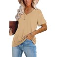 thumbnail image 2 of Timegard Womens Summer Tops Short Sleeve V-Neck Solid Color Comfy Basic Tee Casual Loose Shirts Tops Blouse, 2 of 6