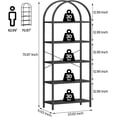 thumbnail image 3 of 5 Tier Bookshelf, Arched Metal Frame Bookcase with Wood Shelf, Tall Standing Storage Rack, 3 of 7