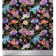 thumbnail image 1 of Soimoi Poly Georgette Fabric Leaves, & Rose Floral Decor Fabric Printed Yard 52 Inch Wide, 1 of 3