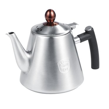 Herwey Théière en Acier Inoxydable 1,2l pour Cuisinière, Bouilloire à Thé et Café, Poignée en Silicone Résistante à la Chaleur, Cafetière en Acier Inoxydable, Bouilloire à Thé en Acier Inoxydable