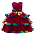 thumbnail image 1 of B91xZ Vêtements d'Été pour Fille Robe Midi Décontractée à Manches Volantées, Vin 5-6 Ans, 1 of 5