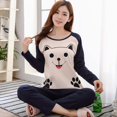 thumbnail image 1 of Printemps Automne Mignons Ensembles de Sommeil pour Femmes Col Rond Manches Longues et Pantalon Ensembles 2 Pcs Costume Décontracté Tenue d'Intérieur pour Dames Pyjama, 1 of 9