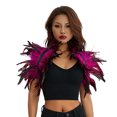 thumbnail image 1 of Fortune Cape Gothique à Plumes pour Femmes Halloween Cosplay Fête Châle à Lacets Boléro, 1 of 8