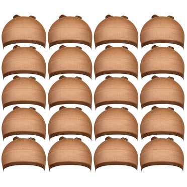 Wig Caps,20 pcs Stretchy Nylon Wig Caps stocking caps for wigs wig caps for women girl Kids-Light Brown Dark brown