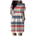 thumbnail image 2 of TJAZFJPA Robes de Bal pour Adolescentes Femmes Robe T-Shirt Douce à Manches Courtes Robe Tunique d'Été Décontractée Robe Imprimée Ample avec Poches Robe Argentée Robes d'Anniversaire pour Femmes, 2 of 7