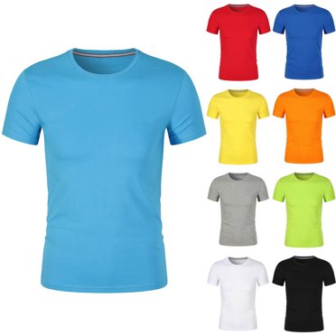 BiZtdJrK Men's Short Sleeve T-Shirt Summer Quick Dry Rash Guard Swim Tops Solid Color Running Athletic Gym Workout Tees, Sky Blue, S
