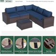 thumbnail image 5 of Kullavik Patio All Weather woven 6-Piece Metal Sectional Sets with Cushions,Navy Blue, 5 of 5