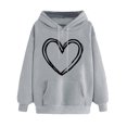 thumbnail image 1 of Plebaso Sweat à Capuche pour Femmes Mignon Cœur Manches Longues Décontracté avec Poches, 1 of 5