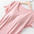 thumbnail image 4 of AherBiu Robes de Pyjama pour Femmes à Manches Courtes, Col Ras du Cou, Vêtements de Nuit Confortables, Chemises de Nuit avec Soutien-Gorge Intégré, 4 of 7