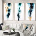 thumbnail image 1 of Designart « Heartbeat Rhapsody Turquoise and Gold Ink Cloud I » Peinture Abstraite Ensemble d'Art Mural Encadré de 3 - Ensemble de Cadres Modernes Turquoise pour Mur de Galerie pour Déco Maison, 1 of 6
